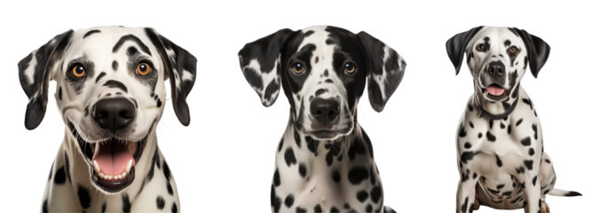 Set of dalmatian dog. Isolated on a transparent background.
