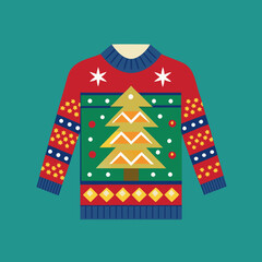 christmas sweater style pattern with christmas vector art illustration