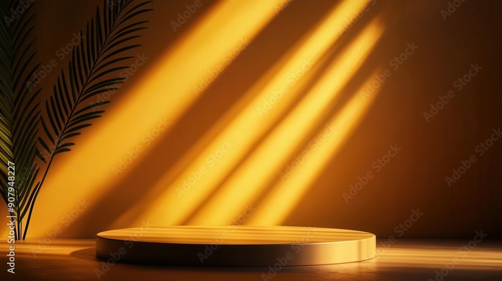 Poster podium with soft shadows creating depth and contrast
