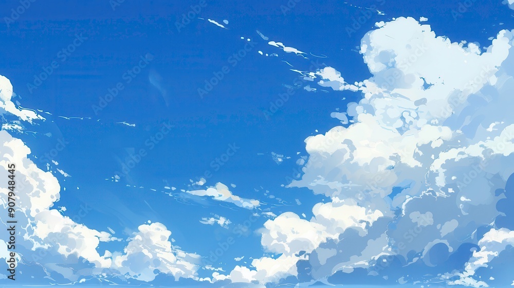 Wall mural blue sky with clouds