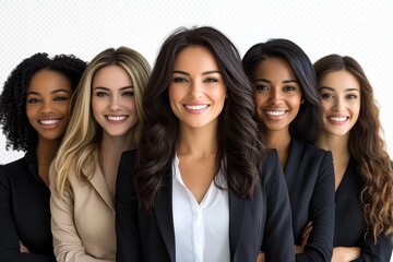 Group of happy business women isolated on a white background, Generative AI