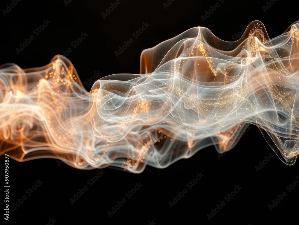 Poster swirling black and gold patterns create mesmerizing light reflections and movement