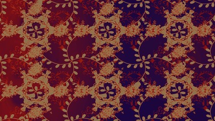 baroque floral seamless pattern in gold over colors