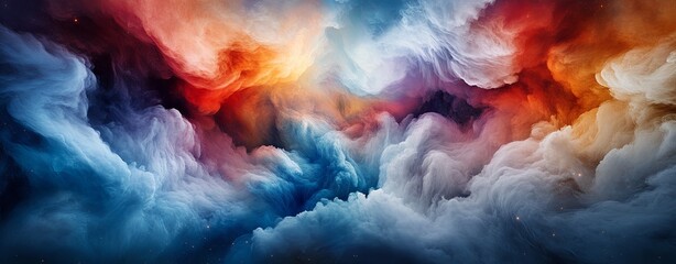 Fototapeta premium Semi close-up of an abstract cosmic scene with colorful gas clouds, representing fantasy and imagination, more clarity with clear light and sharp focus, high detailed