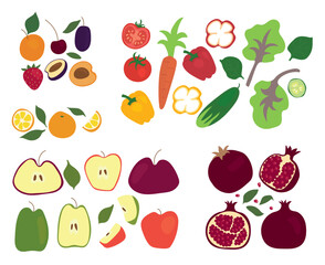 colorful bright vector image of fruits and vegetables.eps