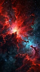 red cosmic nebula abstract background design copy space illustration art