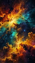 yellow cosmic nebula abstract background design copy space illustration art