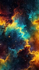 yellow cosmic nebula abstract background design copy space illustration art