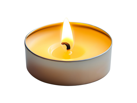 Tea light candle isolated on transparent or white background