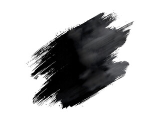 Black watercolor brush stroke isolated on transparent or white background