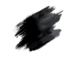 Black watercolor brush stroke isolated on transparent or white background