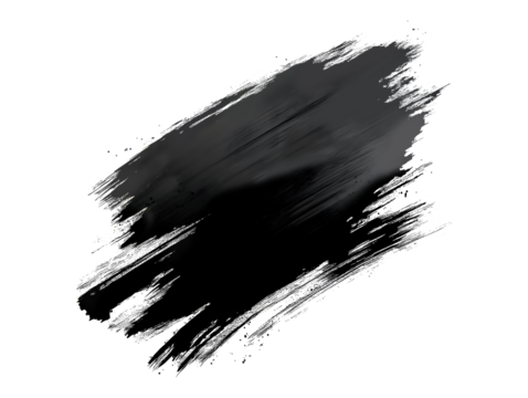 Black watercolor brush stroke isolated on transparent or white background