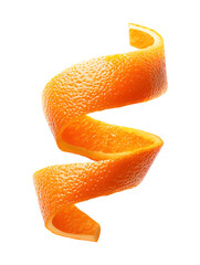 Spiral orange peel twist isolated on transparent or white background
