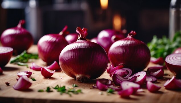 Culinary Mastery Red Onions Prepared with Precision and Passion in the Kitchen.