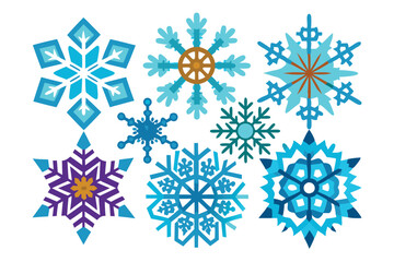 Collection of colorful snowflake illustrations