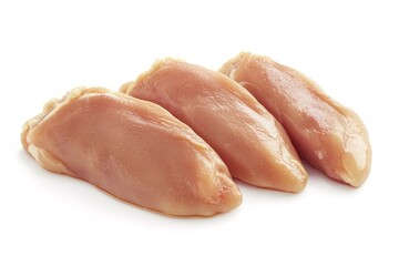 Fresh raw chicken breast fillets on white background