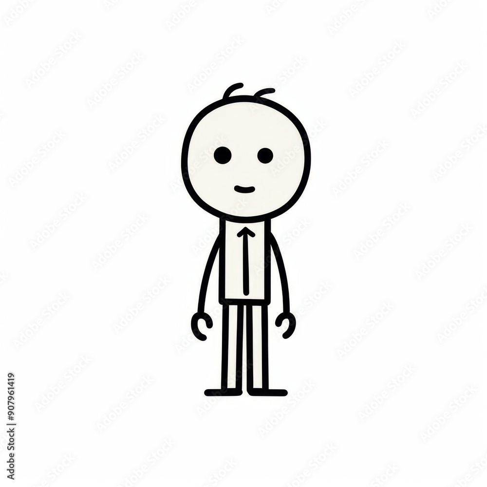 Poster stickman it worker standing confidently in a minimalist office setting with a simple style. generati