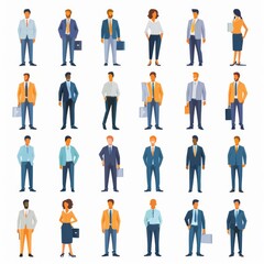 Diverse array of professional characters representing various occupations in modern work environments. Generative AI