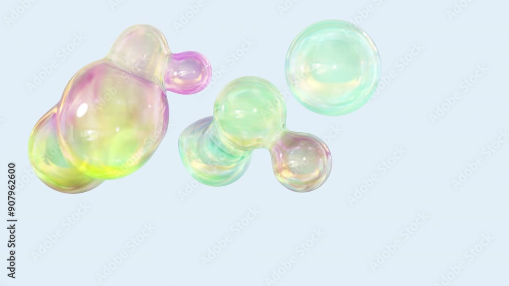 Poster metaball animation of morphing liquid blobs. background of 3d abstract colorful metaballs. in ultra 
