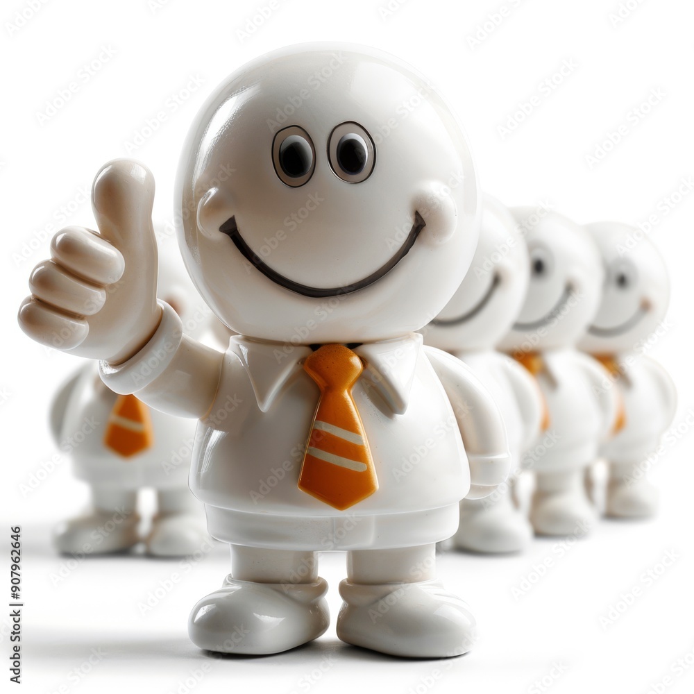 Poster joyous stick figure characters celebrating success with thumbs up in animated style. generative ai