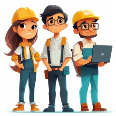 Group of  diverse cartoon characters displaying school spirit through fashion and technology in a colorful setting. Generative AI