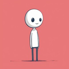 Playful abstract character with big eyes standing against a pink background. Generative AI
