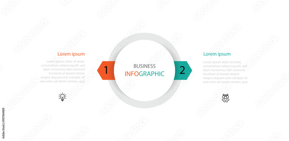 Poster 2 step infographic template with circle concept can be used for business information, workflow, presentation data and web graphic design 