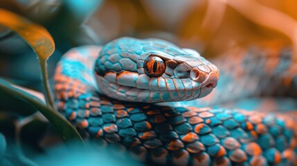 Fototapeta premium a close up of a blue and orange snake