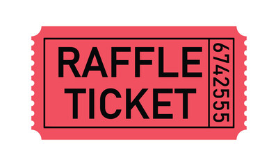 Red raffle ticket icon. Vector image isolated on white background.