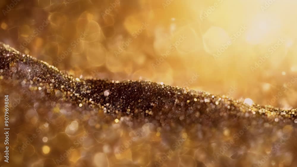 Poster experience the mesmerizing play of golden sparkles and soft bokeh effects at dawn, illuminating a te