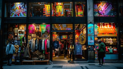 Obraz premium Colorful Storefront with Clothing Display.