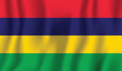 Realistic Mauritius national flag perfect color, scale, and proportion.