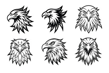 Simple and clean eagle logo silhouette vector bundle on white background.