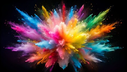 Vibrant colorful explosion of white powder on transparent background creating an abstract, festive atmosphere, perfect for celebrating the joyous Hindu festival of colors.