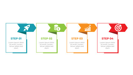 Visual aid for business presentation showing 4 step process diagram.