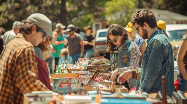 People Browsing at a Flea Market.
