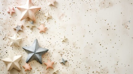 light background with grey and white stars. A banner with space for text.