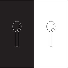 Vector isolated one single spoon with food colorless black and white contour line easy drawing	