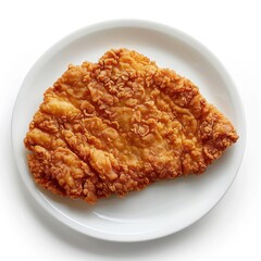 a piece of fried food on a white plate
