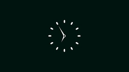clock icon white color 4k illustration. on dark green background 24 hour fast  digital clock.