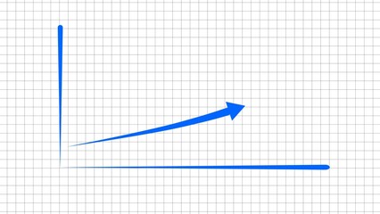 abstract beautiful simple line graph with data points blue color arrow line 4k illustration. white color background a grid 4k illustration. 