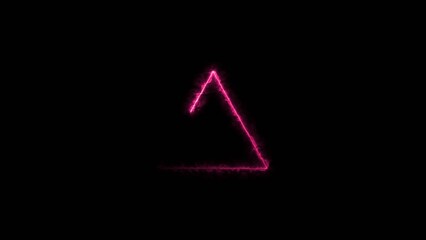 triangle neon glowing  magenta red  color 4k  illustration on black background.	