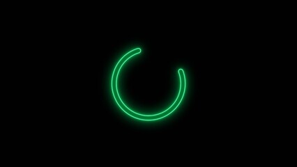 Abstract neon bright circle frame loading ber turquoise color on black background 4k  illustration. 