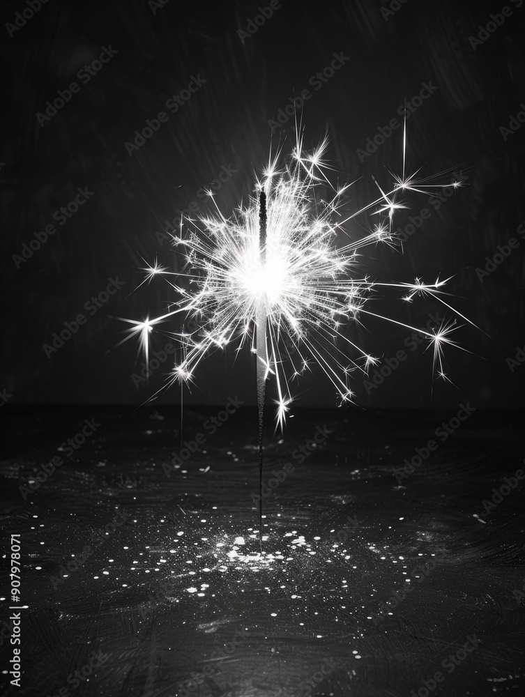 Poster a sparkler is lit in the dark. the image has a moody and mysterious feel to it