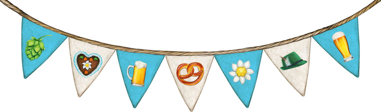 Watercolor hand drawn brewery oktoberfest decoration