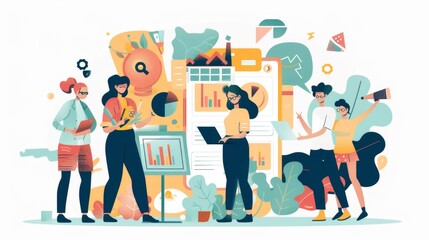 Businesspeople Analyzing Data and Statistics Together.