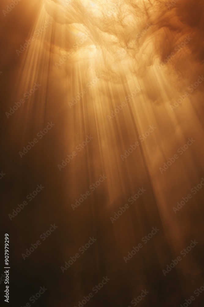 Poster the image is of a bright, sunny day with a lot of light shining through the clouds. the sky is fille