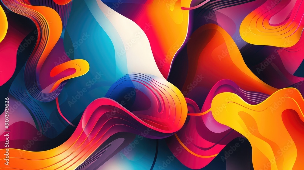 Poster abstract background with bold colors and dynamic shapes.