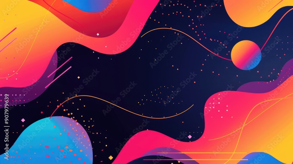 Poster abstract background with bold colors and dynamic shapes.