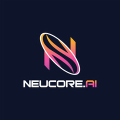 Fototapeta premium Premium N Tech Ai logo design - Earth Shohag :)
